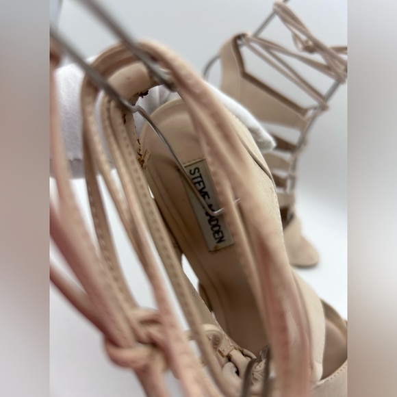 Steve Madden Sandalia Womens Beige Stiletto Heel Ankle Wrap Sandal Size 7 Used - Picture 6 of 12